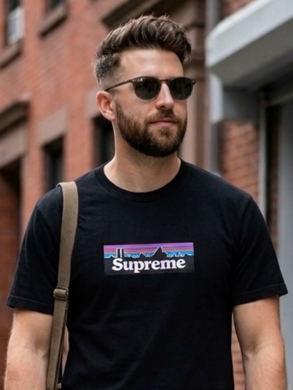 "THIS IS NOT Supreme"🟥⬆️1998 JAPAN-EXCLUSIVE Black Tee "PATAGONIA" Skyline SZ M